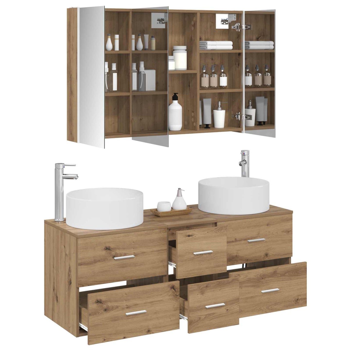 vidaXL Bathroom Furniture Set 4 pcs Artisan Oak 3