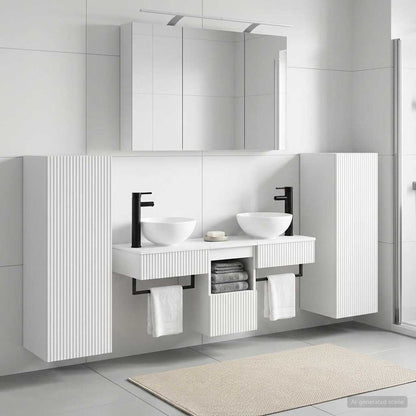vidaXL Bathroom Furniture Set 6 pcs White Engineered Wood and Glass 1