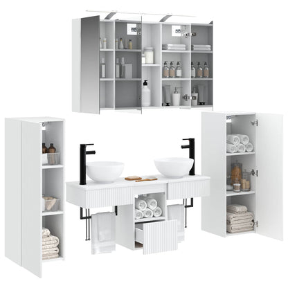 vidaXL Bathroom Furniture Set 6 pcs White Engineered Wood and Glass 3