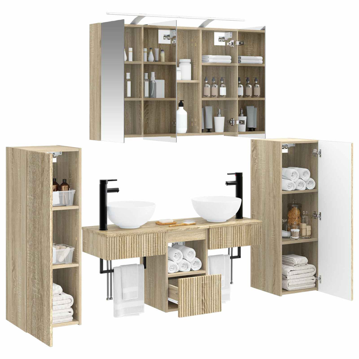 vidaXL Bathroom Furniture Set 6 pcs Sonoma Oak 3
