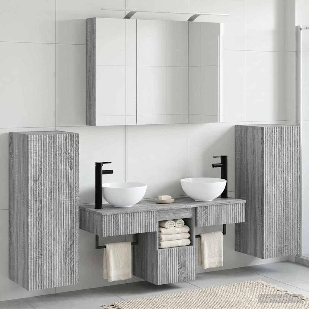 vidaXL Bathroom Furniture Set 6 pcs Grey Sonoma 4