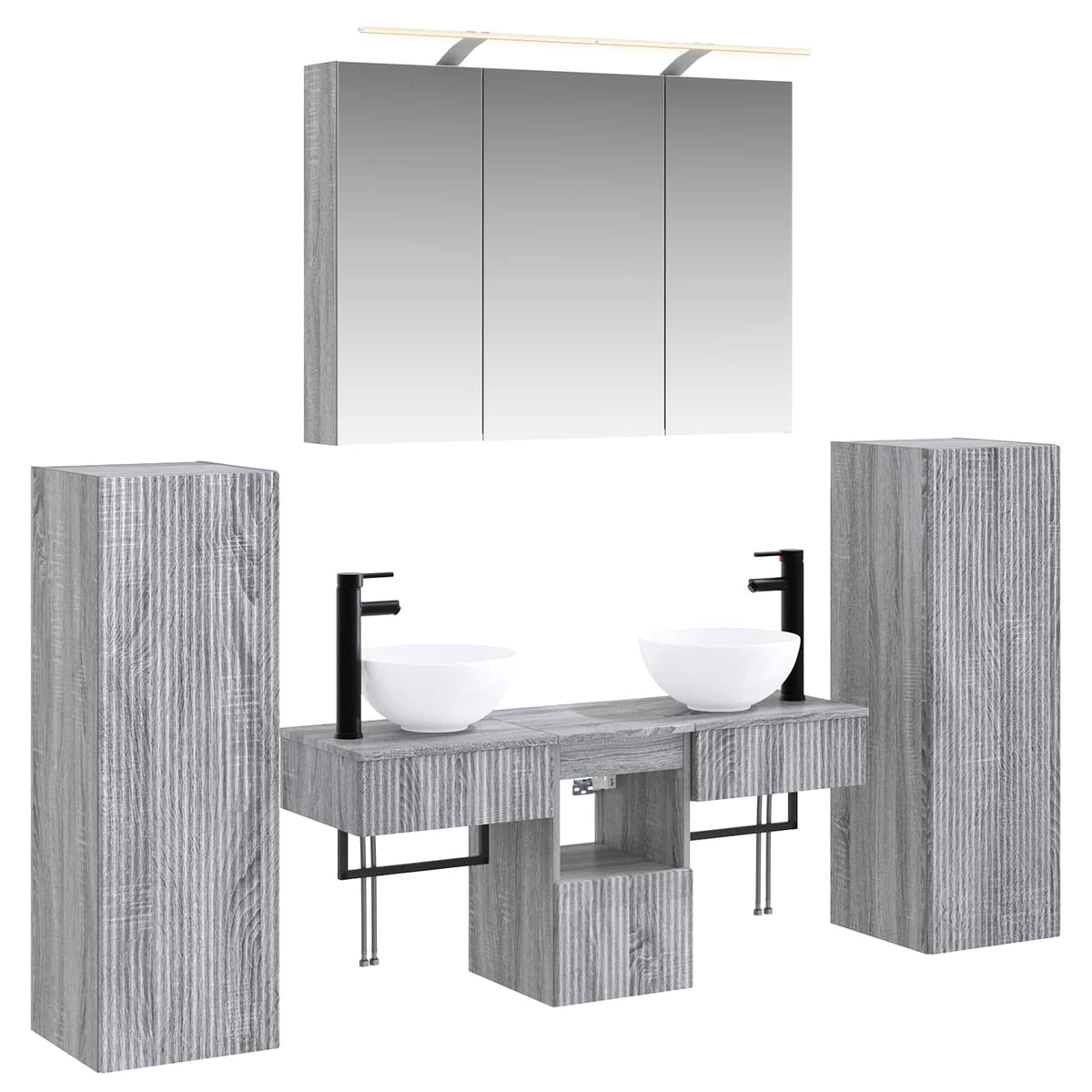 vidaXL Bathroom Furniture Set 6 pcs Grey Sonoma 2