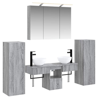 vidaXL Bathroom Furniture Set 6 pcs Grey Sonoma 2