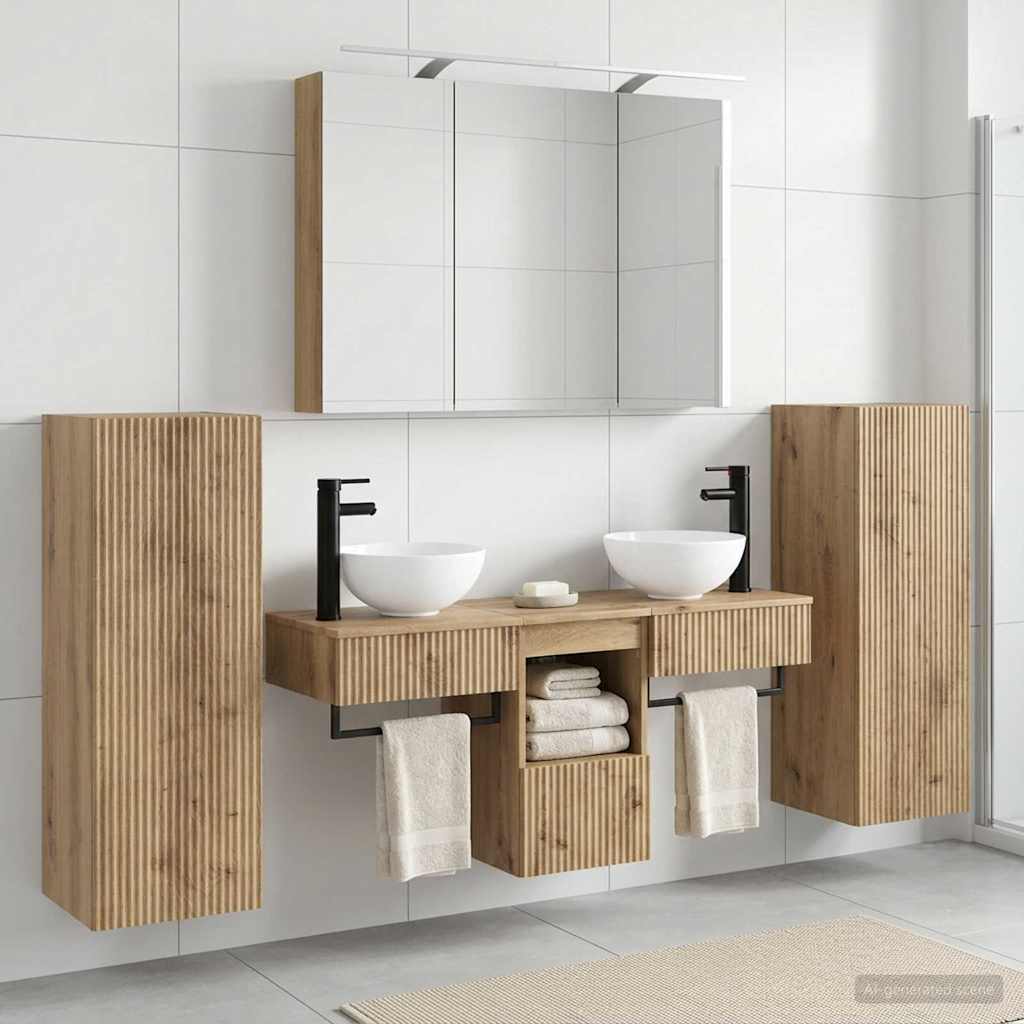 vidaXL Bathroom Furniture Set 6 pcs Artisan Oak 1