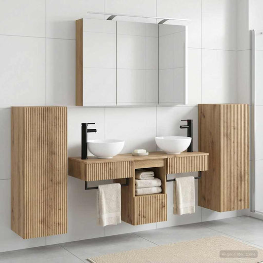 Bathroom Furniture Set 6 pcs 100 x 14.5 x 70 cm Artisan oak