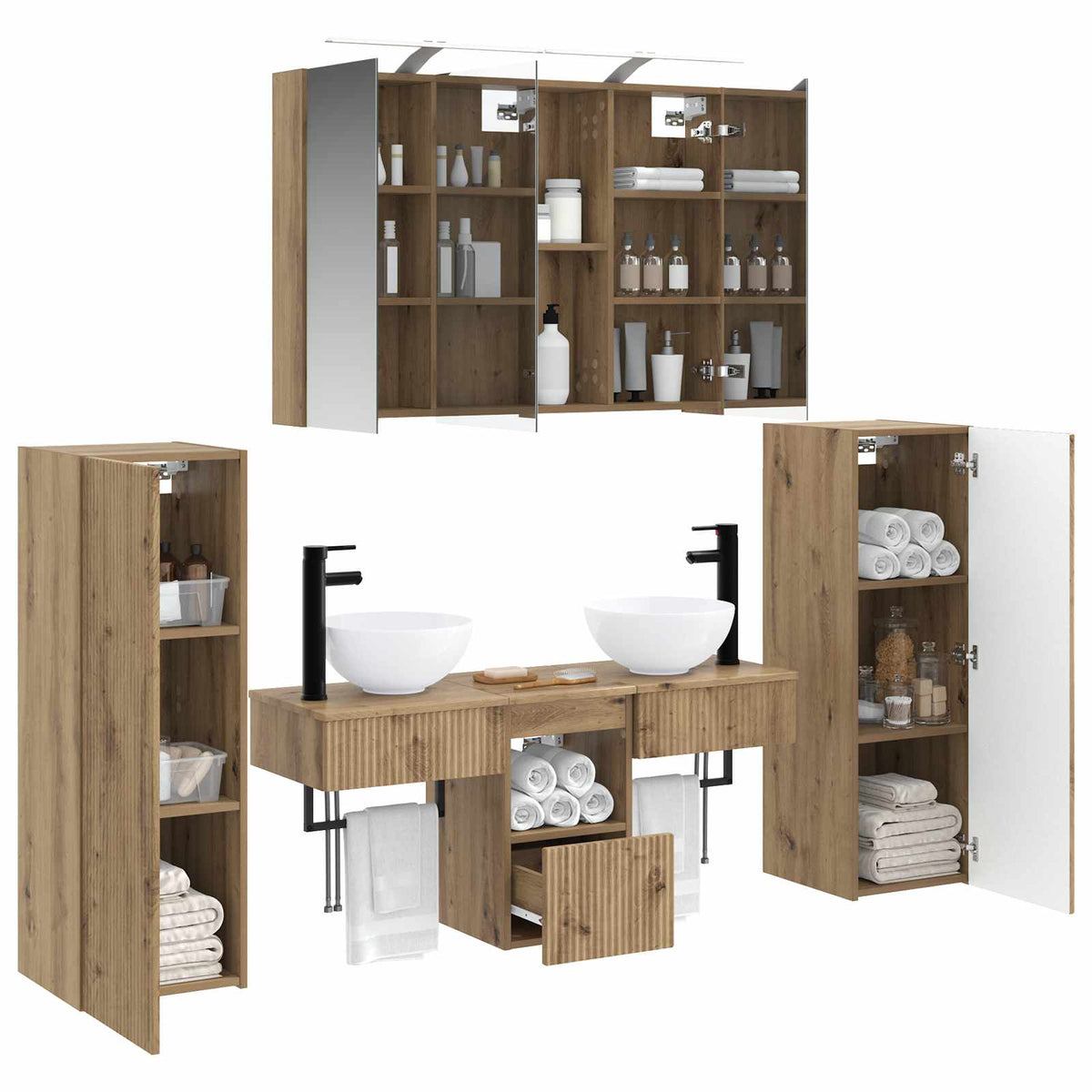vidaXL Bathroom Furniture Set 6 pcs Artisan Oak 3