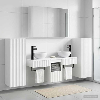 vidaXL Bathroom Furniture Set 6 pcs White Engineered Wood and Glass 1
