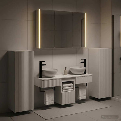 vidaXL Bathroom Furniture Set 6 pcs White Engineered Wood and Glass 4