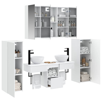 vidaXL Bathroom Furniture Set 6 pcs White Engineered Wood and Glass 3