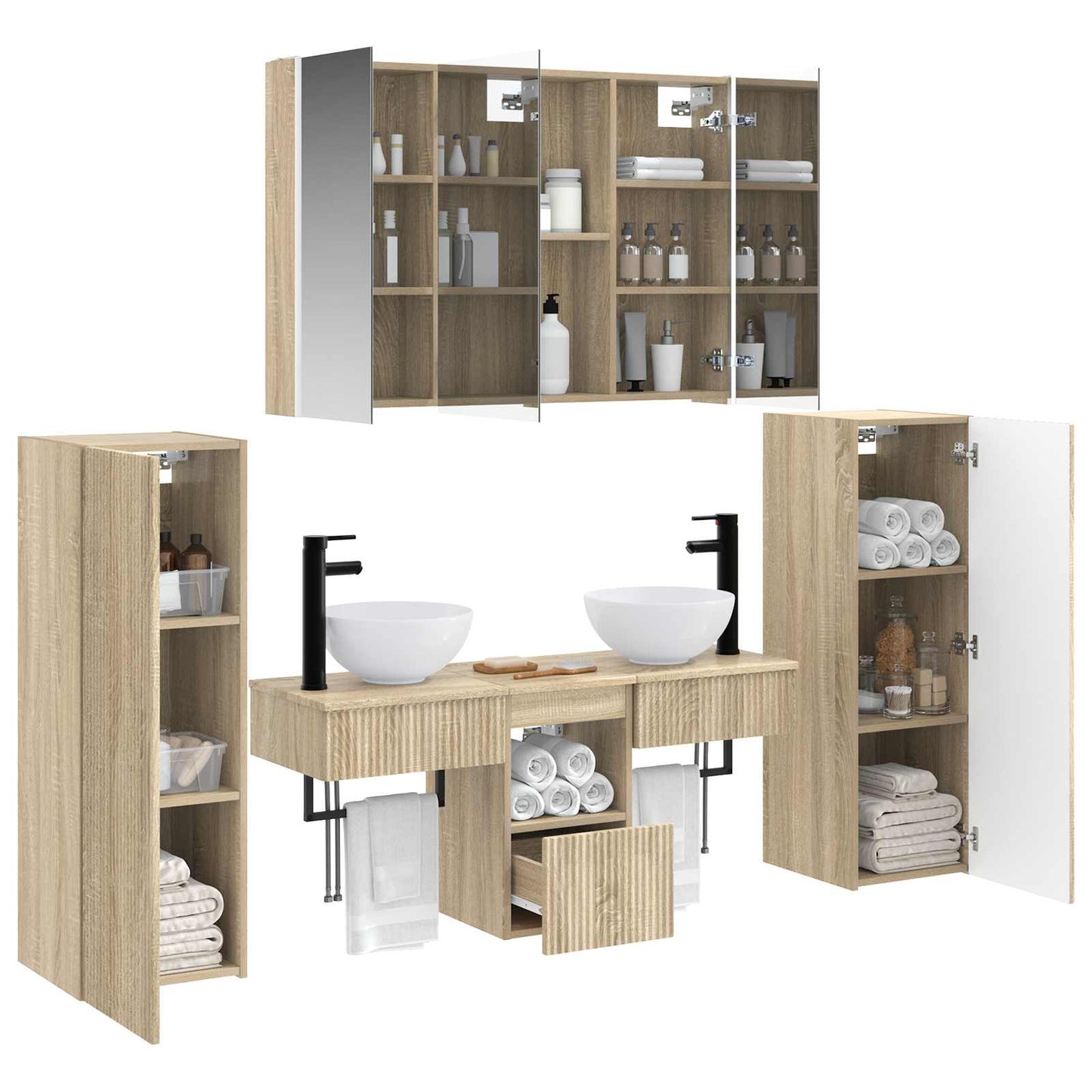 vidaXL Bathroom Furniture Set 6 pcs Sonoma Oak 3