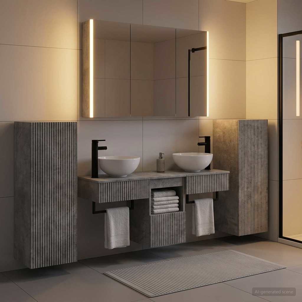 vidaXL Bathroom Furniture Set 6 pcs Concrete Grey 1