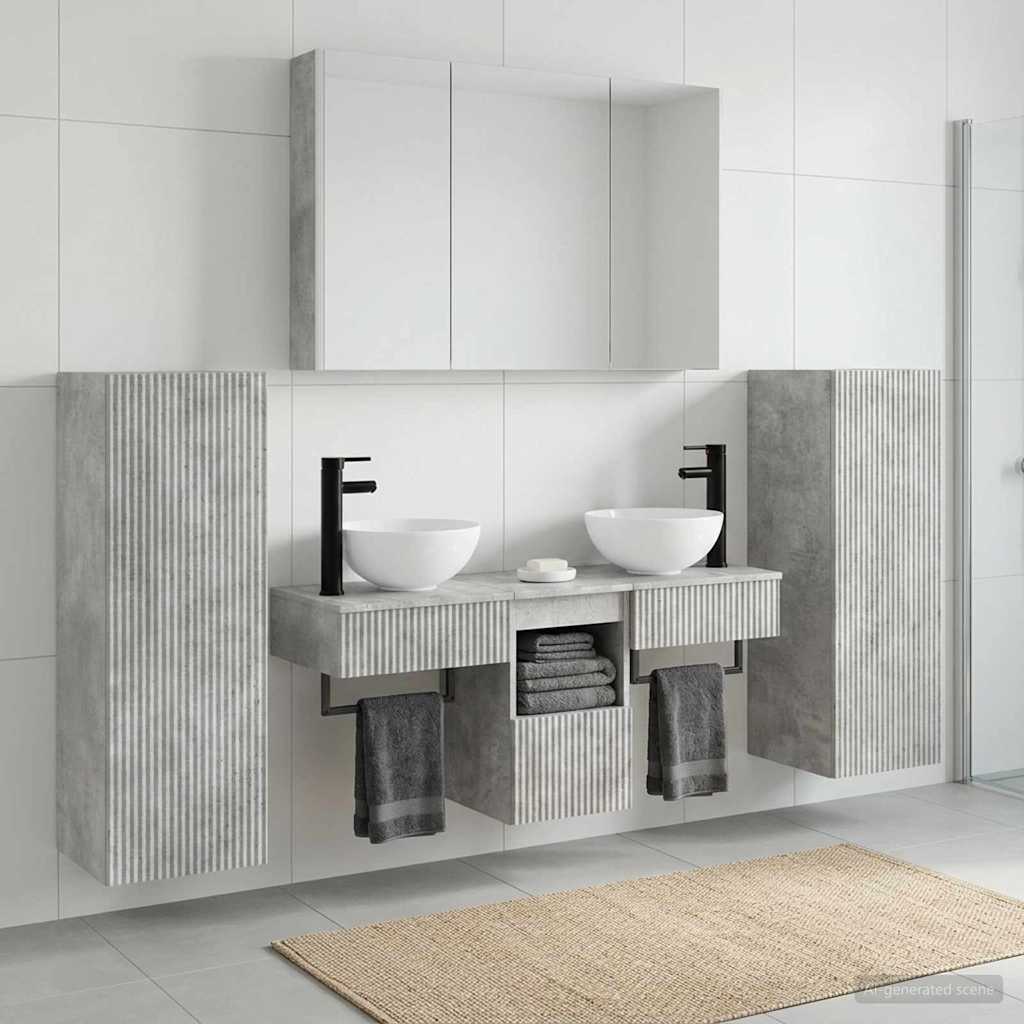 vidaXL Bathroom Furniture Set 6 pcs Concrete Grey 4