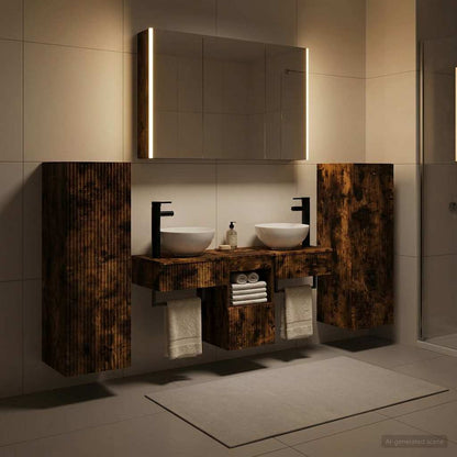 vidaXL Bathroom Furniture Set 6 pcs Smoked Oak 4