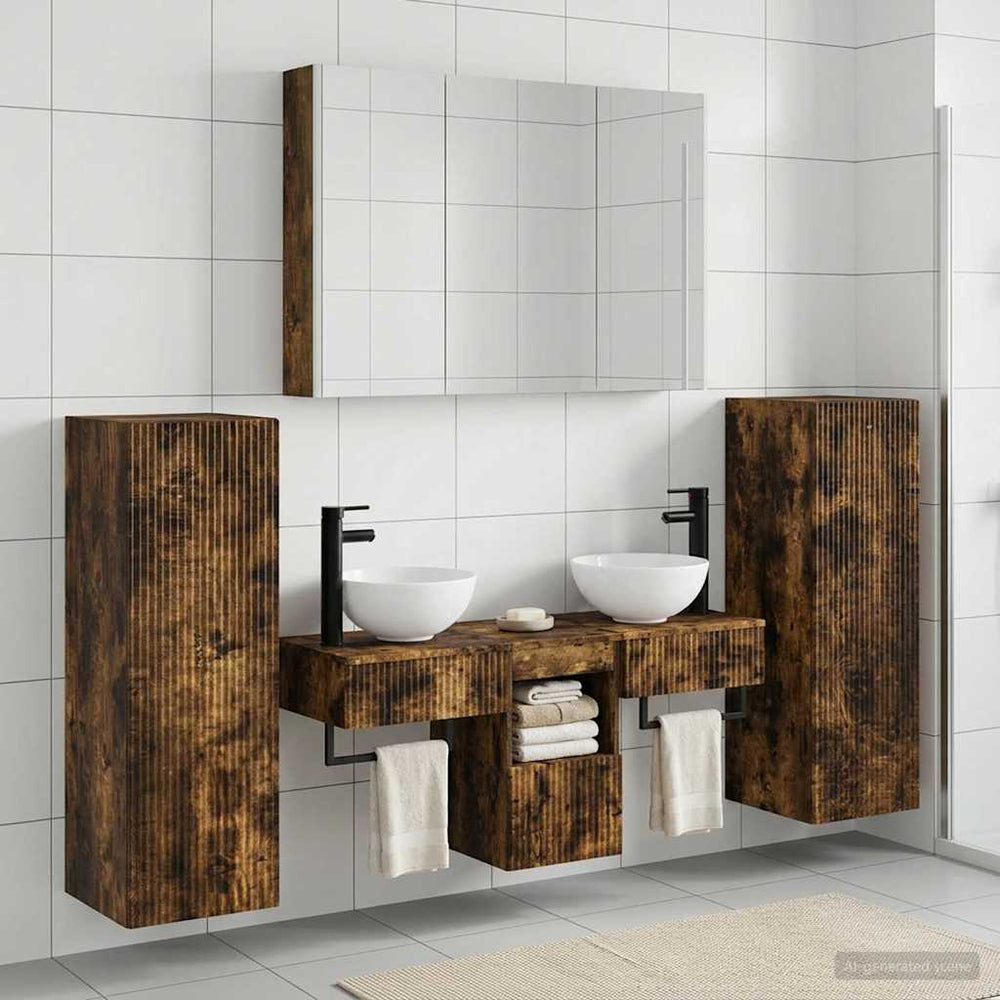 vidaXL Bathroom Furniture Set 6 pcs Smoked Oak
