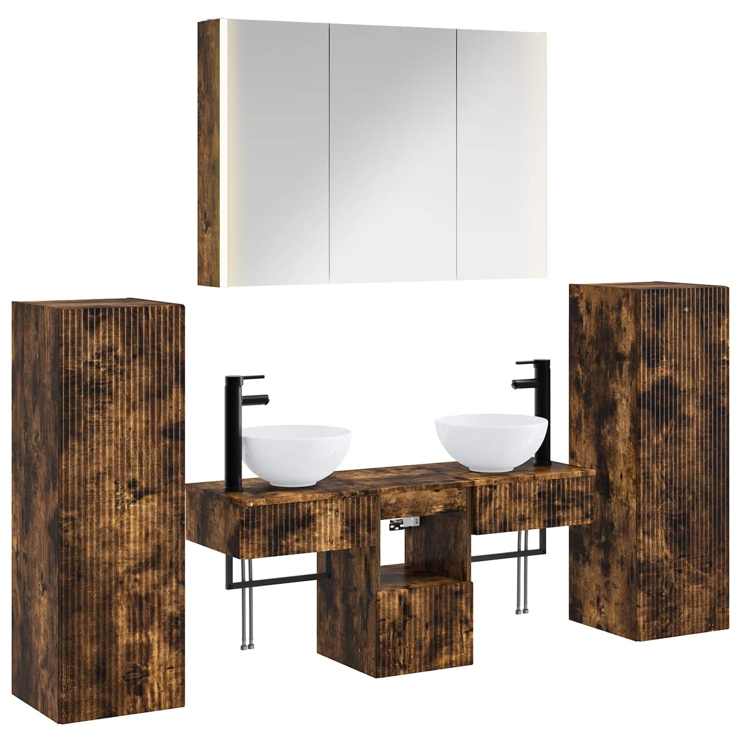 vidaXL Bathroom Furniture Set 6 pcs Smoked Oak 2
