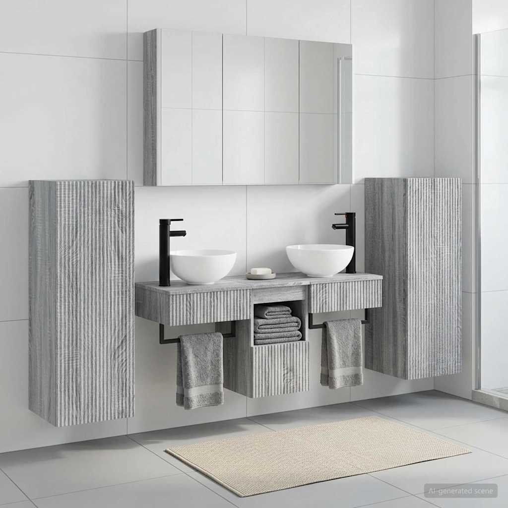 vidaXL Bathroom Furniture Set 6 pcs Grey Sonoma 4