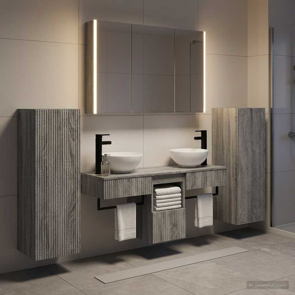 vidaXL Bathroom Furniture Set 6 pcs Grey Sonoma 1
