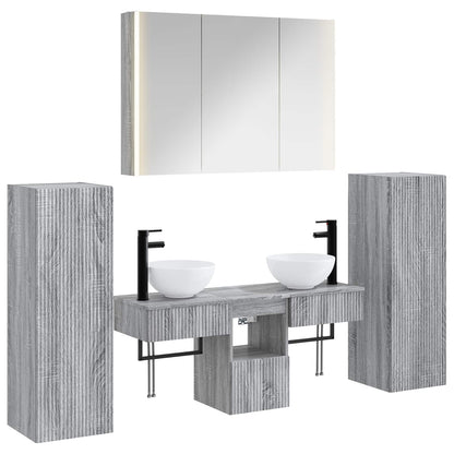 vidaXL Bathroom Furniture Set 6 pcs Grey Sonoma 2