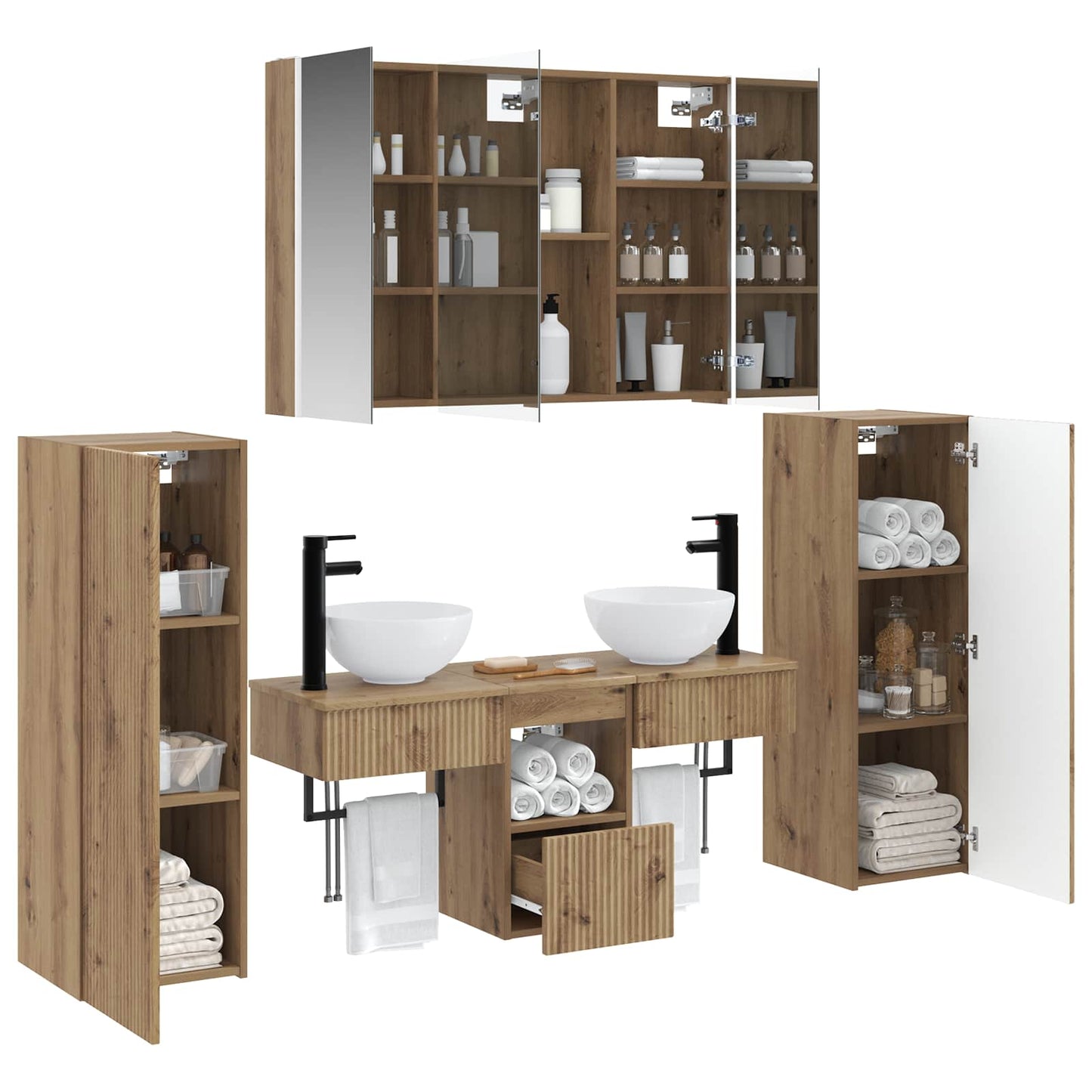 vidaXL Bathroom Furniture Set 6 pcs Artisan Oak 3
