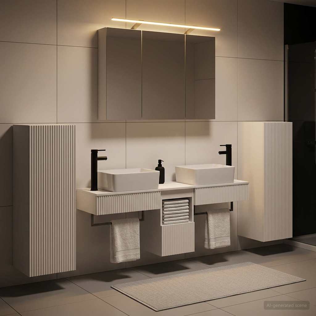 vidaXL Bathroom Furniture Set 6 pcs White Engineered Wood and Glass 1