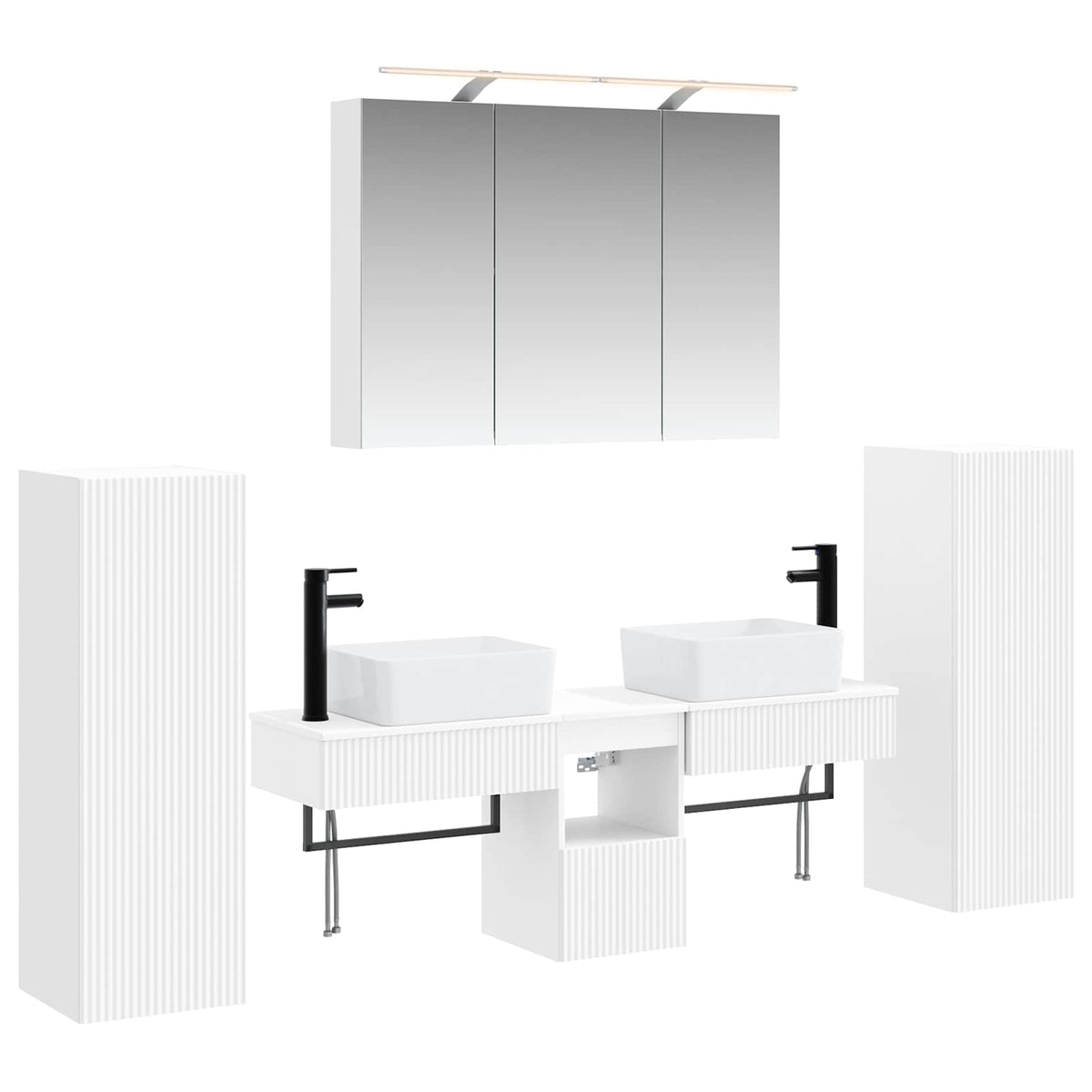 vidaXL Bathroom Furniture Set 6 pcs White Engineered Wood and Glass 2