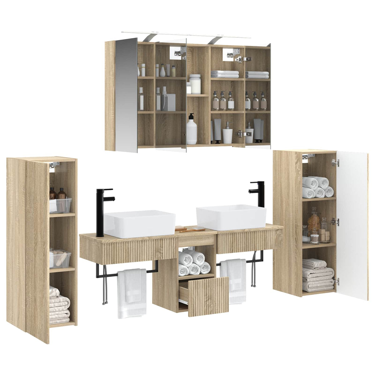 Bathroom Furniture Set 6 pcs 100 x 14.5 x 70 cm Sonoma oak