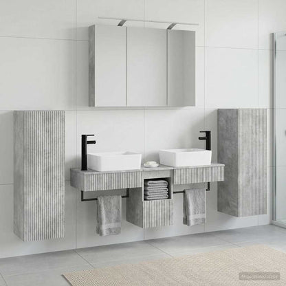 Bathroom Furniture Set 6 pcs 100 x 14.5 x 70 cm Concrete grey