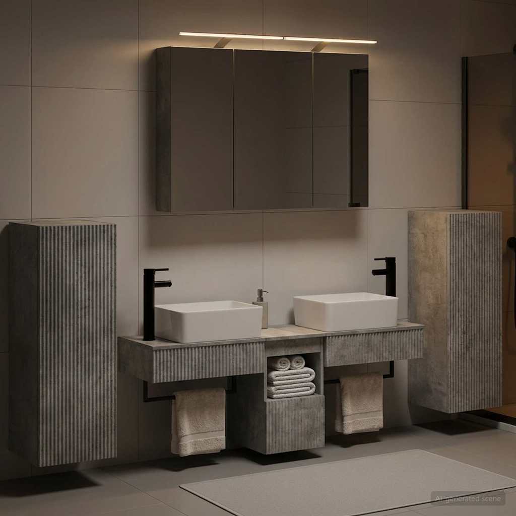 vidaXL Bathroom Furniture Set 6 pcs Concrete Grey 4