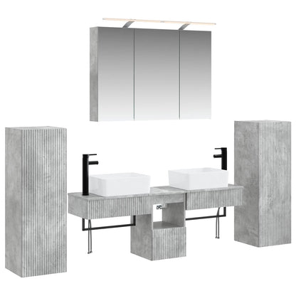 vidaXL Bathroom Furniture Set 6 pcs Concrete Grey 2
