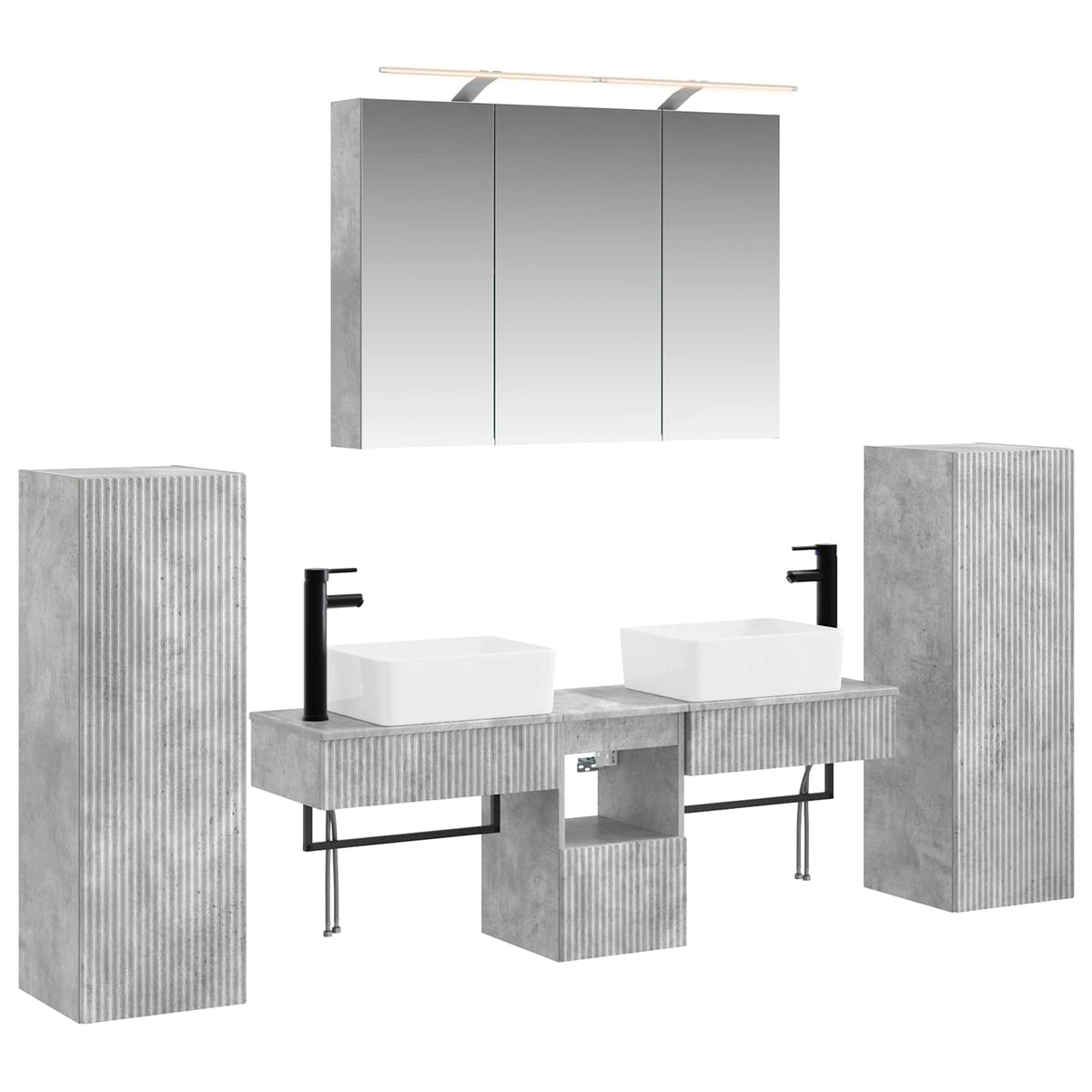 Bathroom Furniture Set 6 pcs 100 x 14.5 x 70 cm Concrete grey