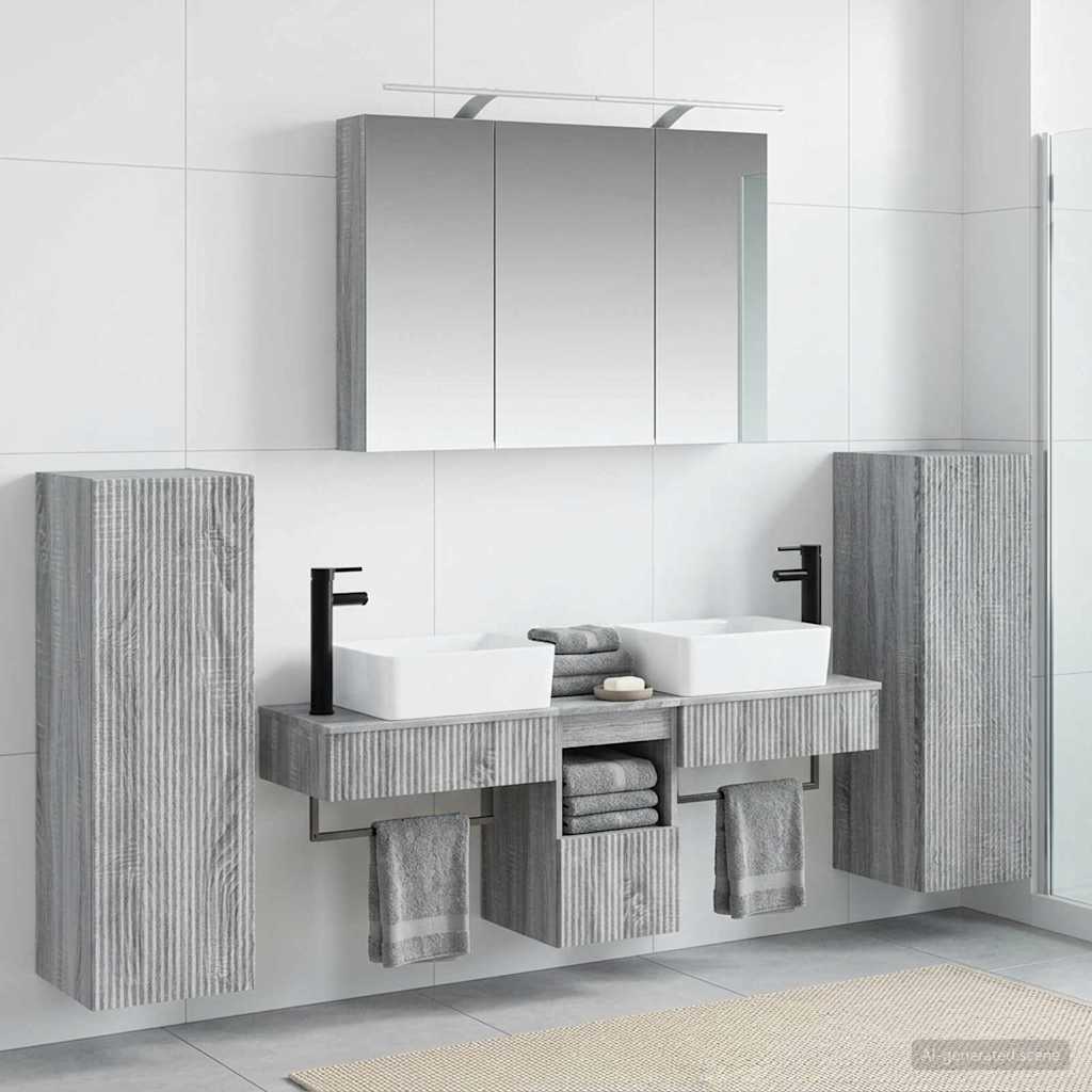 Bathroom Furniture Set 6 pcs 100 x 14.5 x 70 cm Grey sonoma