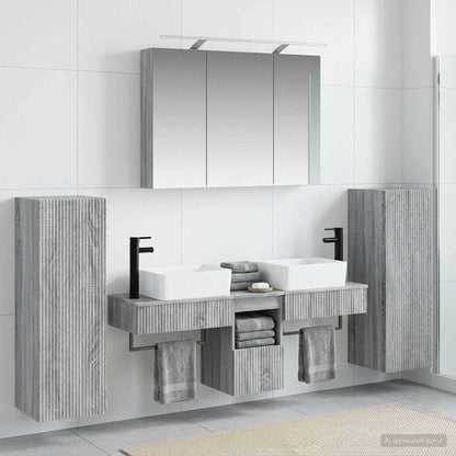 Bathroom Furniture Set 6 pcs 100 x 14.5 x 70 cm Grey sonoma
