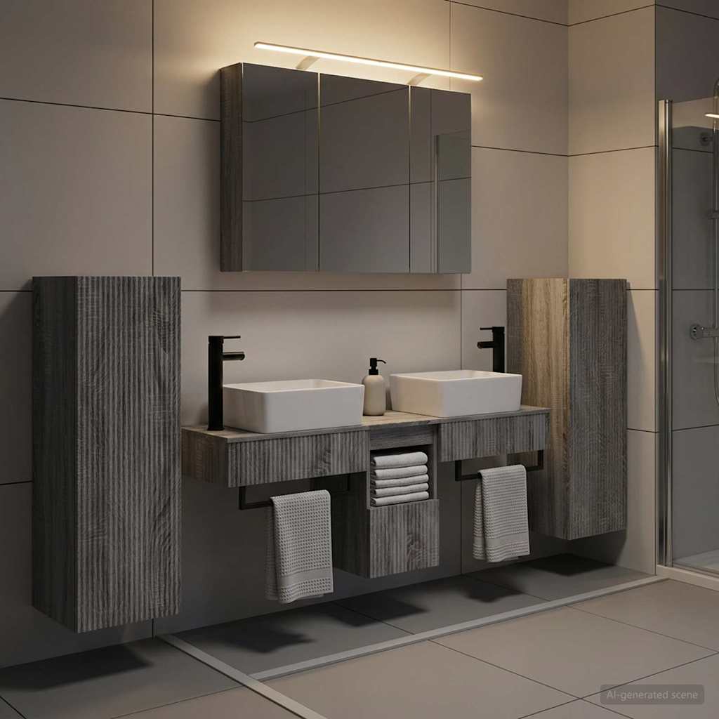 vidaXL Bathroom Furniture Set 6 pcs Grey Sonoma 4