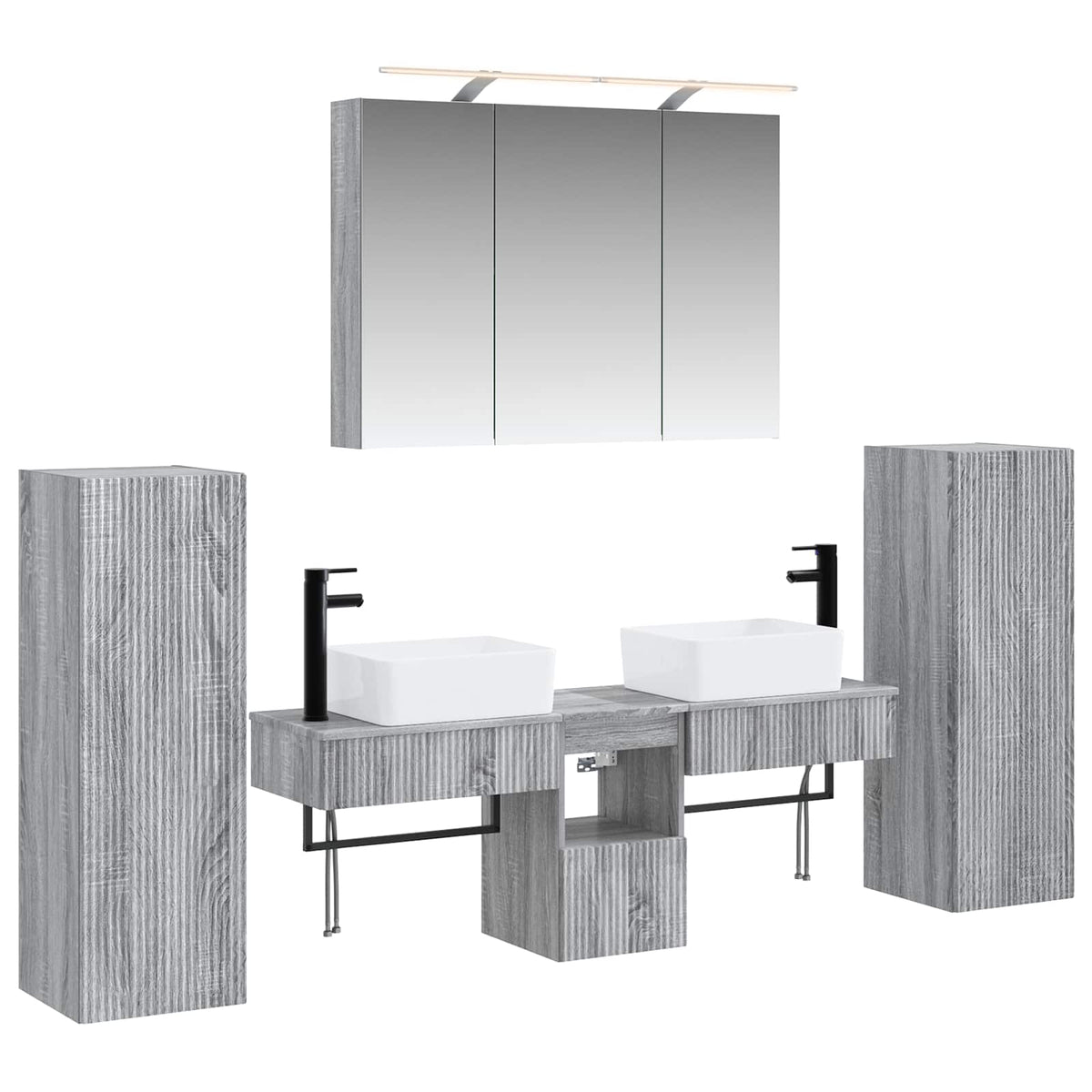 vidaXL Bathroom Furniture Set 6 pcs Grey Sonoma 2