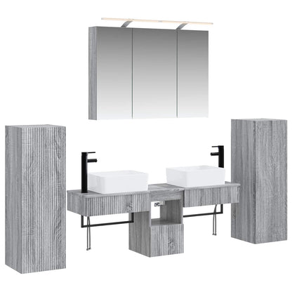 Bathroom Furniture Set 6 pcs 100 x 14.5 x 70 cm Grey sonoma