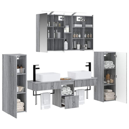 Bathroom Furniture Set 6 pcs 100 x 14.5 x 70 cm Grey sonoma