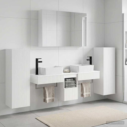 vidaXL Bathroom Furniture Set 6 pcs White Engineered Wood and Glass 4