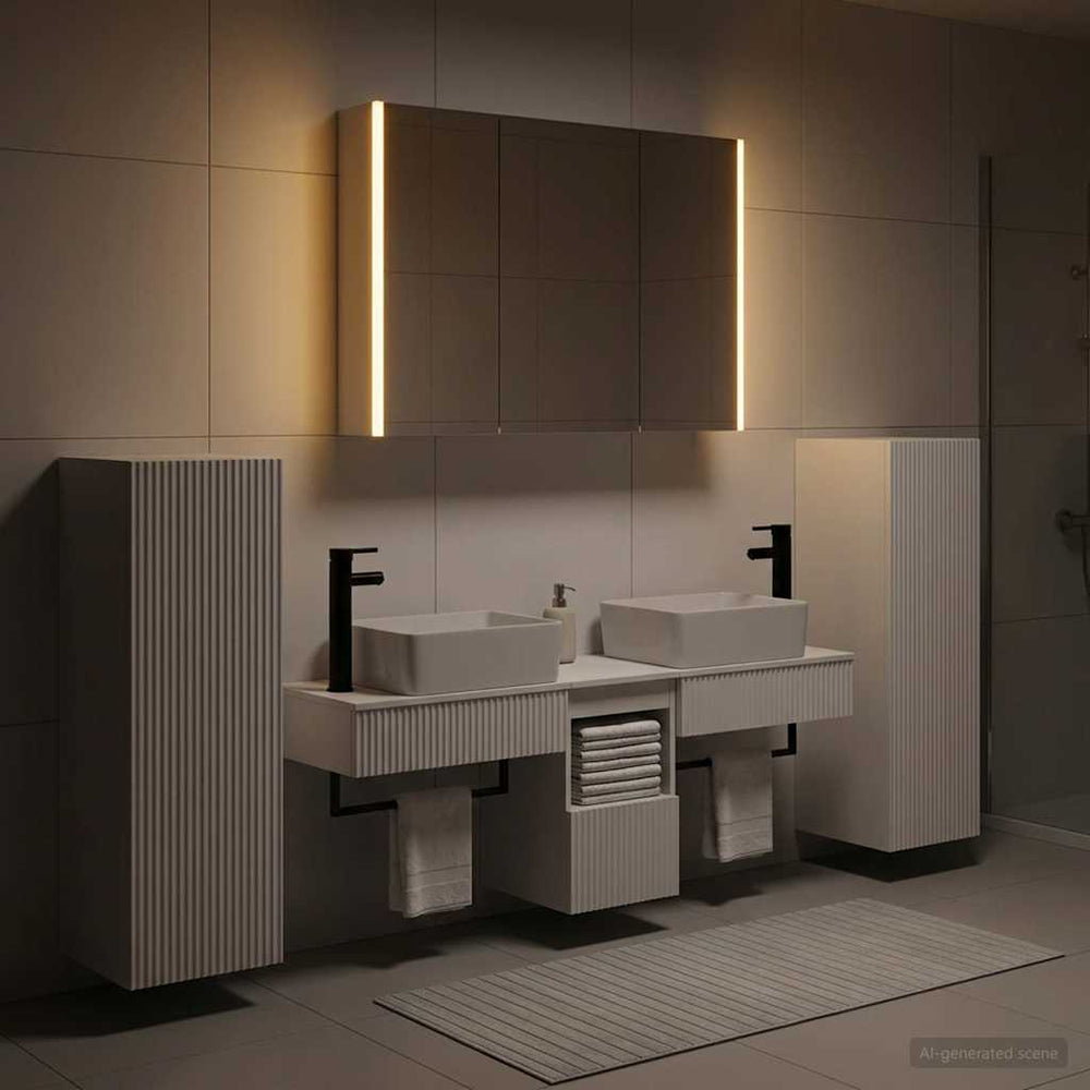 vidaXL Bathroom Furniture Set 6 pcs White Engineered Wood and Glass