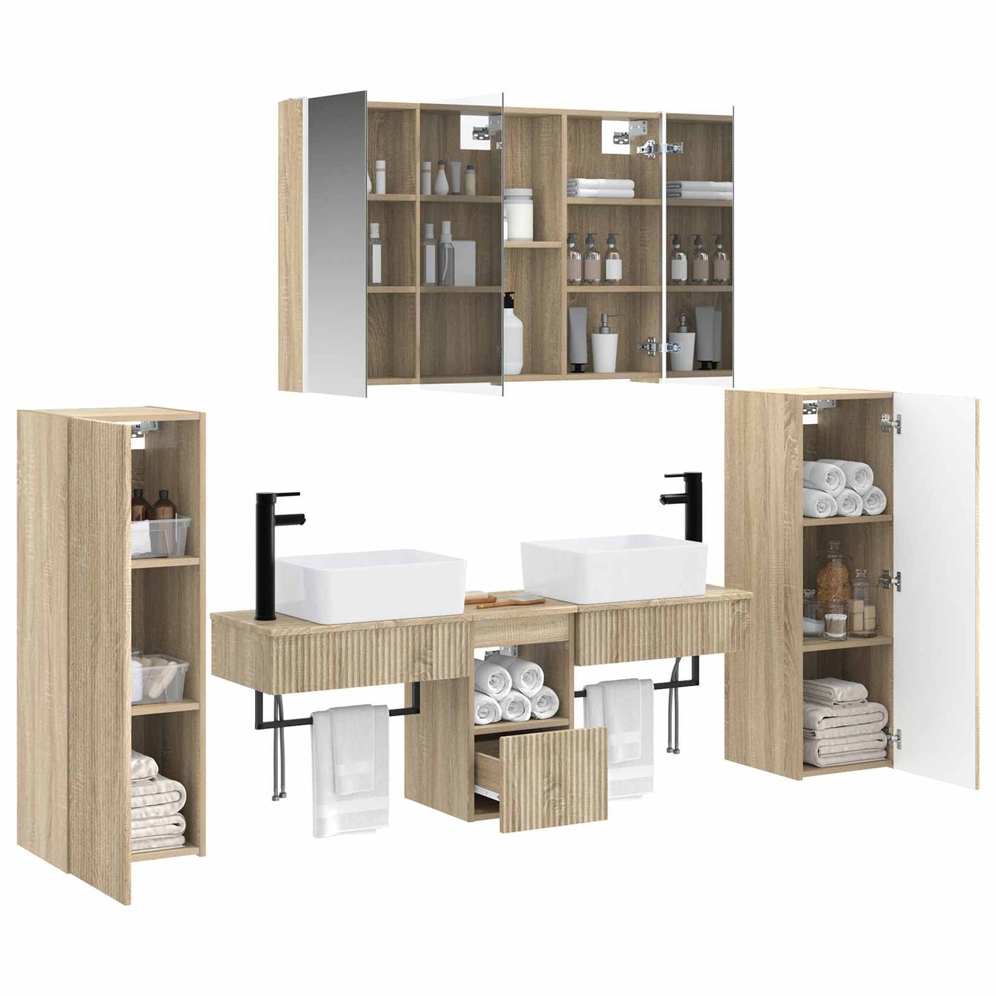 vidaXL Bathroom Furniture Set 6 pcs Sonoma Oak 3