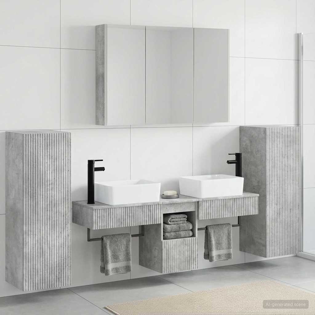 vidaXL Bathroom Furniture Set 6 pcs Concrete Grey 1