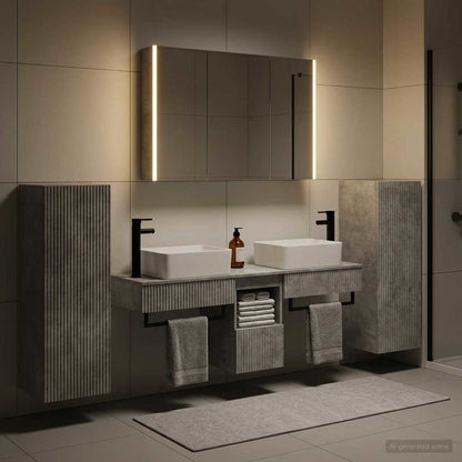 vidaXL Bathroom Furniture Set 6 pcs Concrete Grey 4