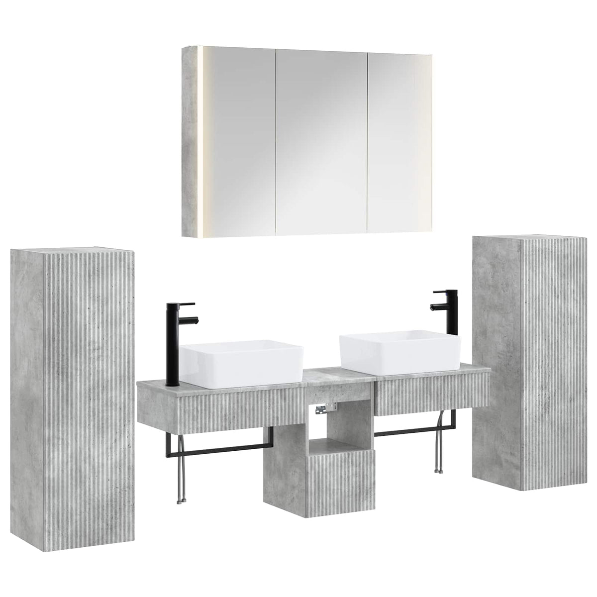vidaXL Bathroom Furniture Set 6 pcs Concrete Grey 2