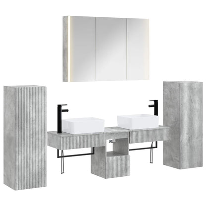 vidaXL Bathroom Furniture Set 6 pcs Concrete Grey 2