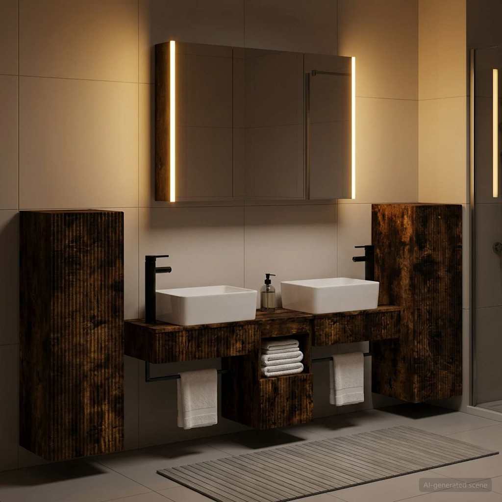 vidaXL Bathroom Furniture Set 6 pcs Smoked Oak 4