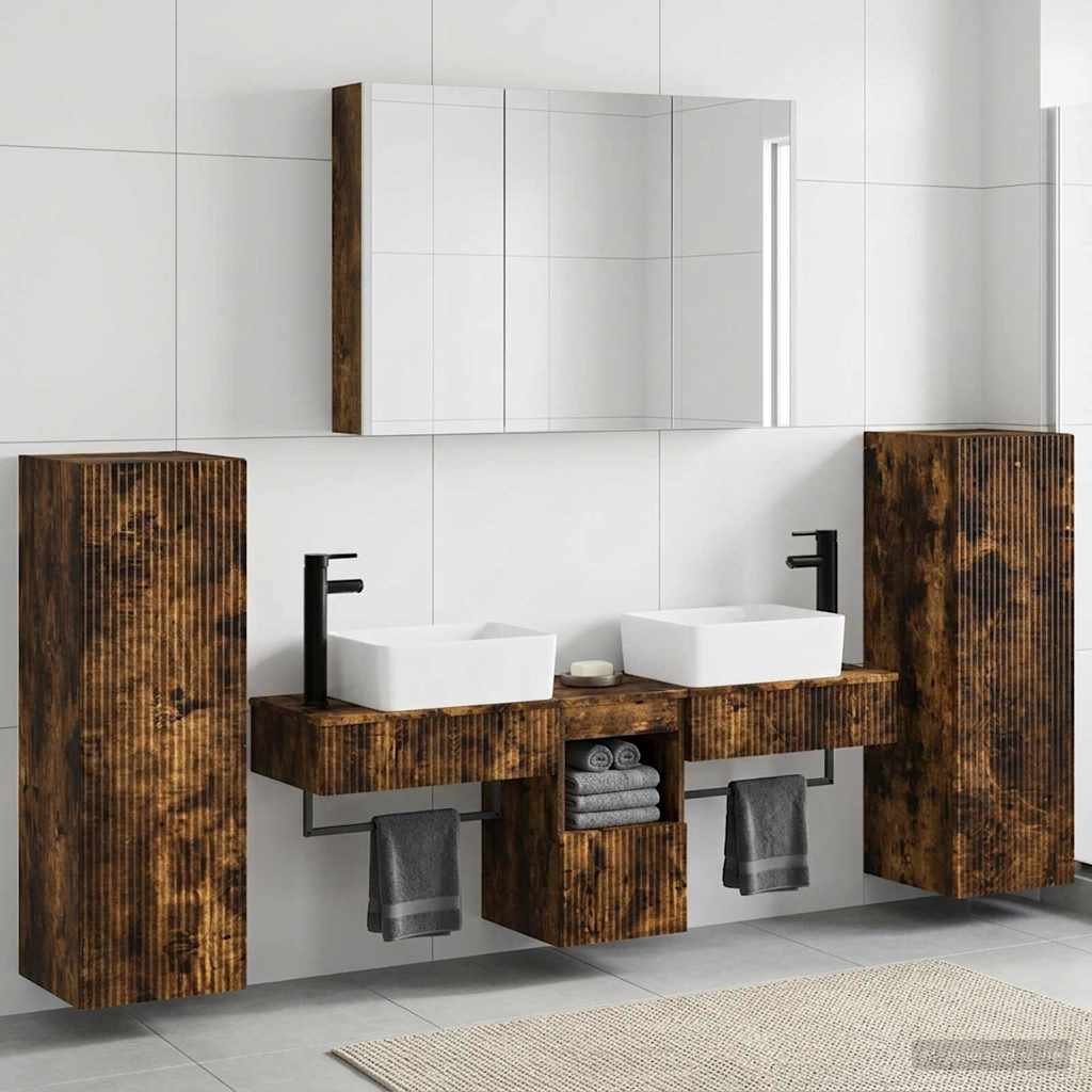 vidaXL Bathroom Furniture Set 6 pcs Smoked Oak 1