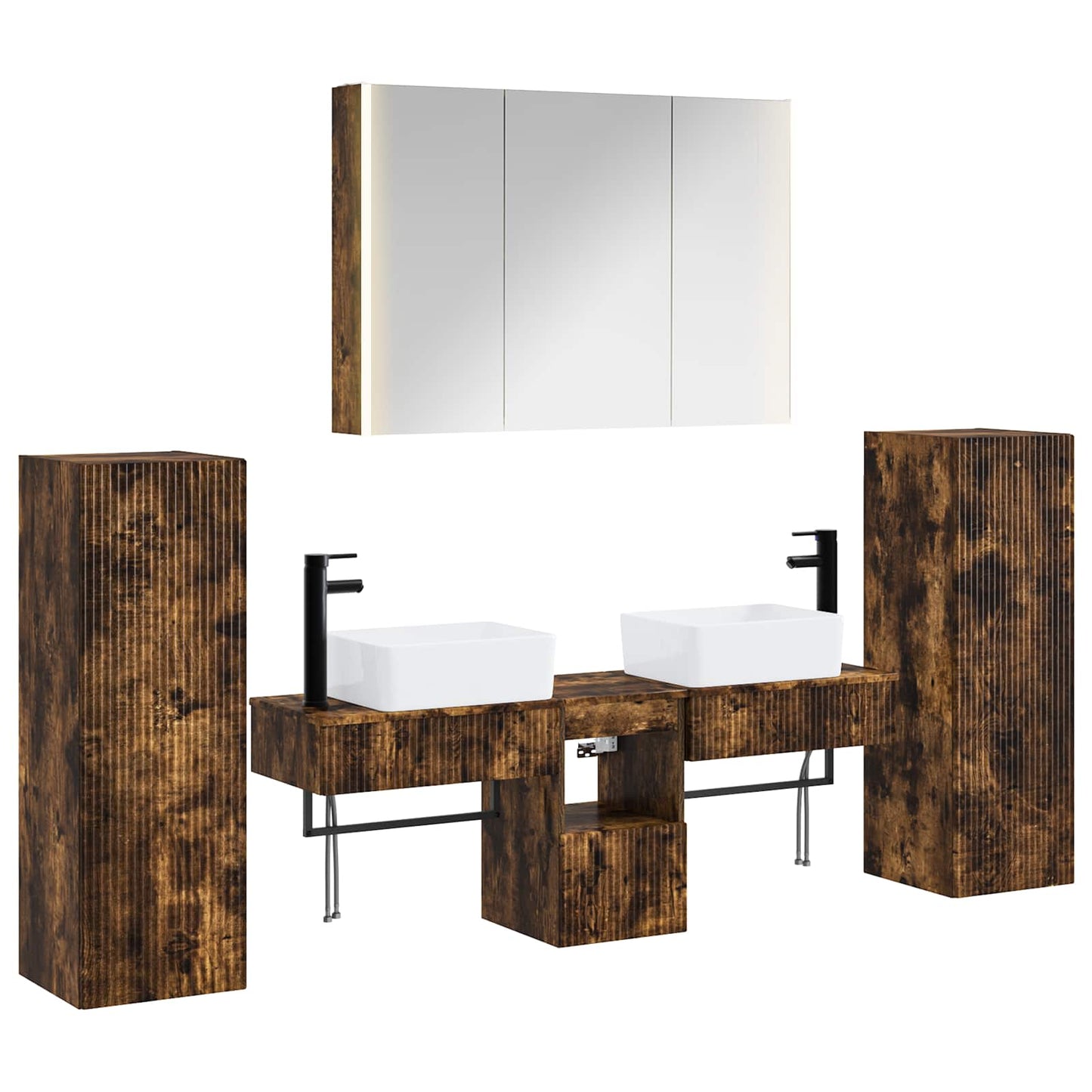 vidaXL Bathroom Furniture Set 6 pcs Smoked Oak 2