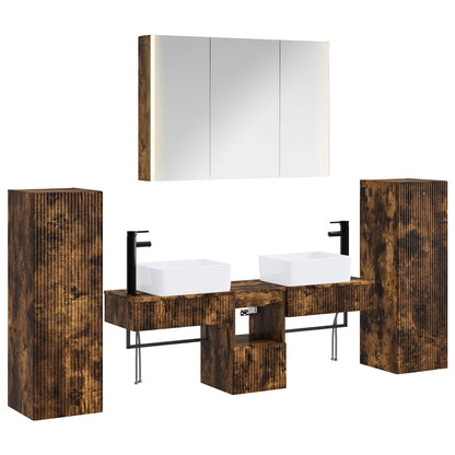 vidaXL Bathroom Furniture Set 6 pcs Smoked Oak 2