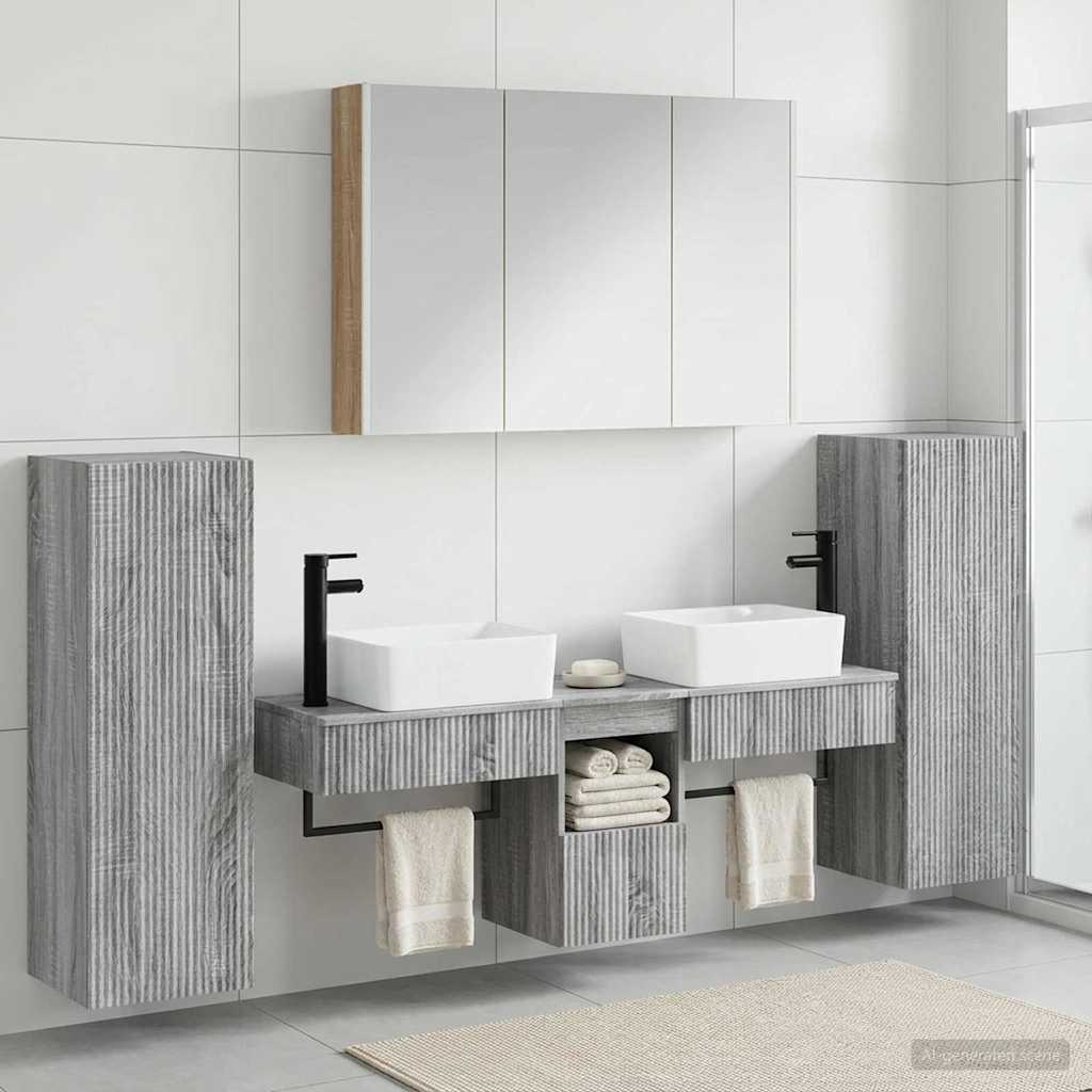 vidaXL Bathroom Furniture Set 6 pcs Grey Sonoma 4