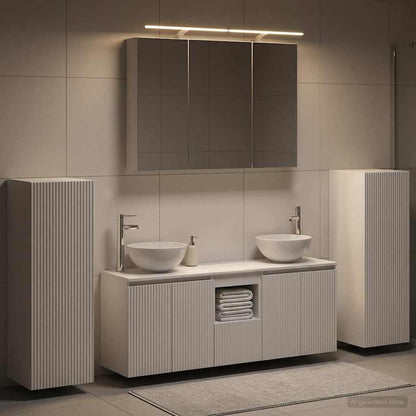vidaXL Bathroom Furniture Set 6 pcs White Engineered Wood and Glass 4