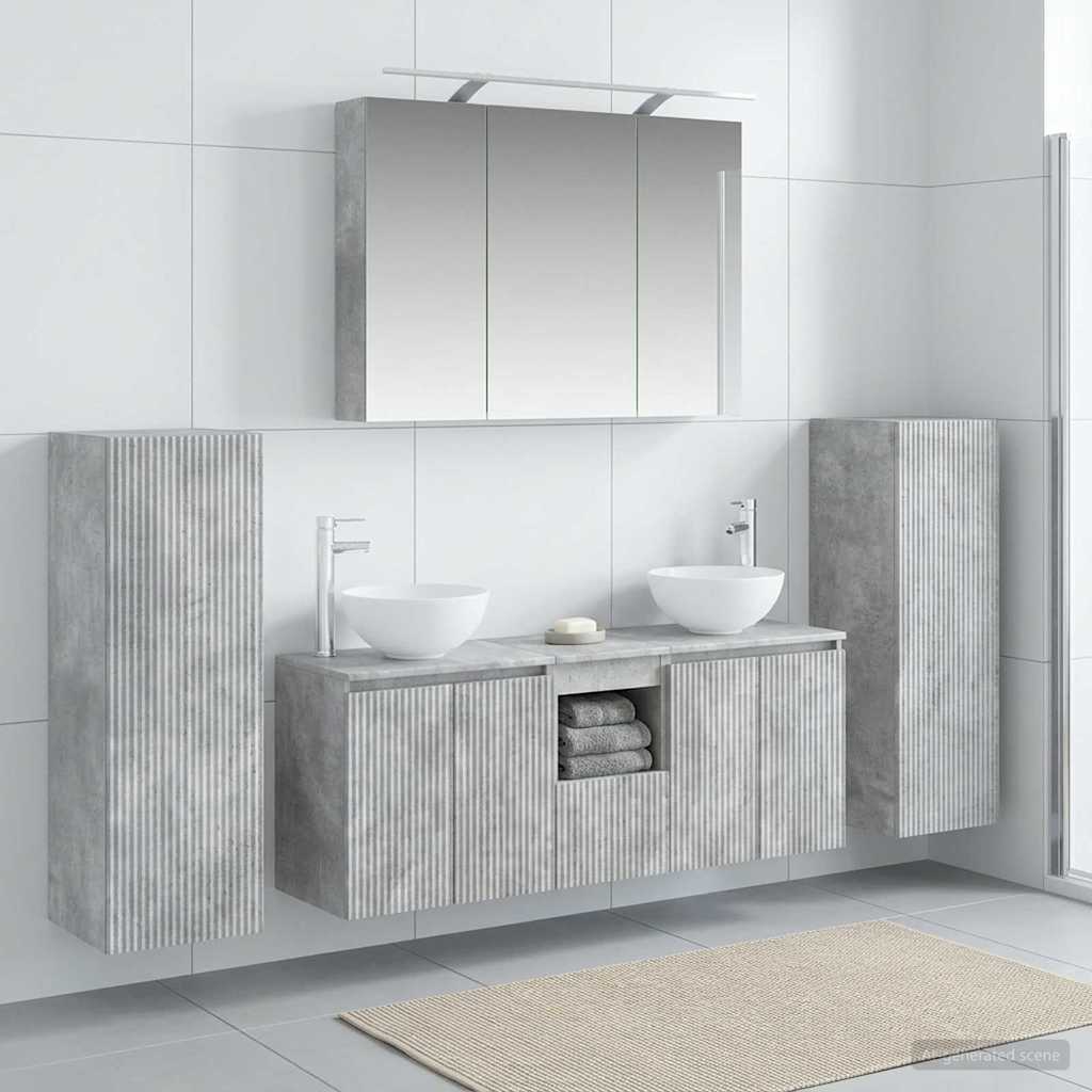 vidaXL Bathroom Furniture Set 6 pcs Concrete Grey 4